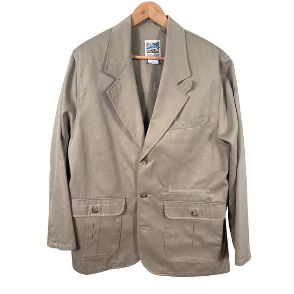 TravelSmith Coat Blazer Jacket Men's Size 42 Khaki Flap Pockets Aviation Utility - Picture 1 of 10
